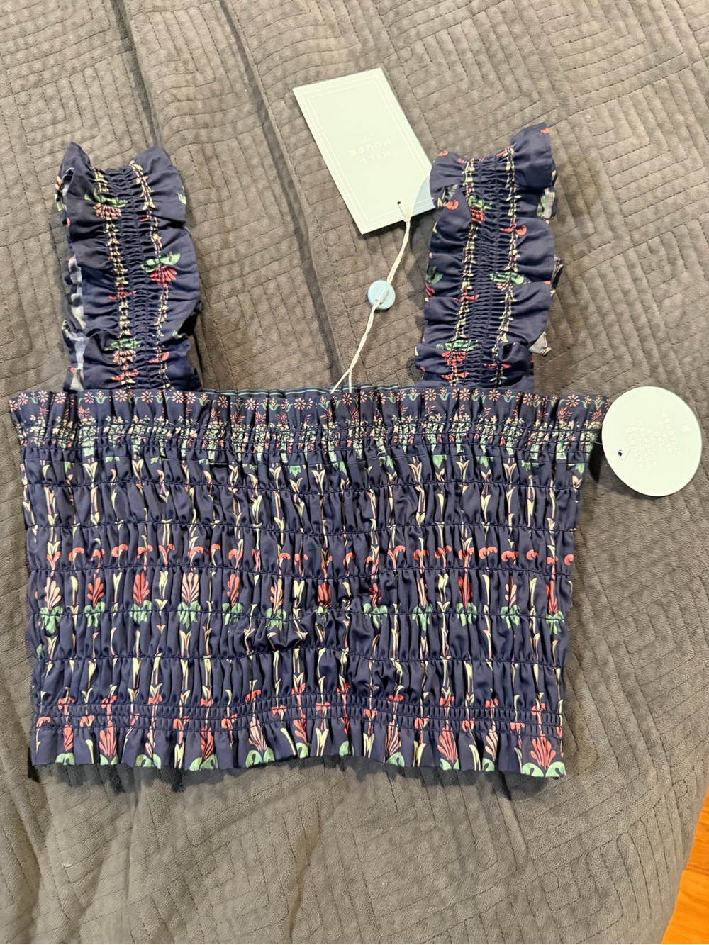 Hill House THE AZALEA NAP TOP trailing fern, navy multi NWT - Picture 2 of 4